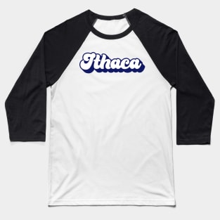 Retro Ithaca Script Baseball T-Shirt